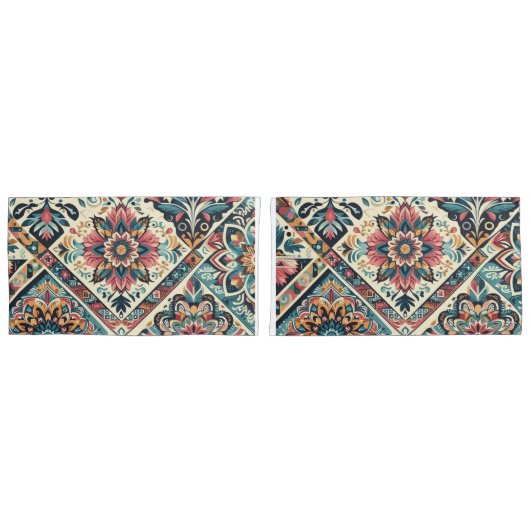 BOHO patroon Pair King Size Kussensloop (Voorkant-Set)