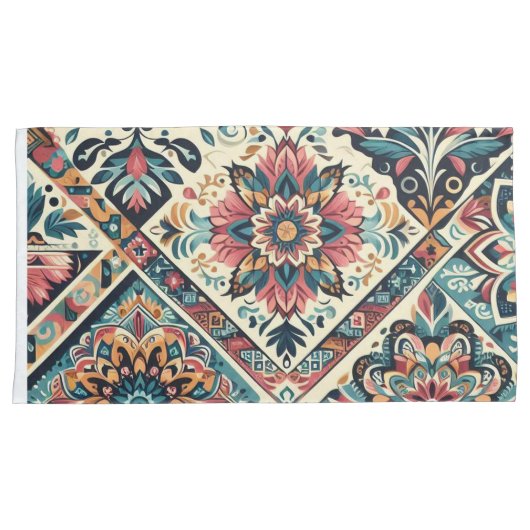 BOHO patroon Pair King Size Kussensloop (Voorkant-Rechts)