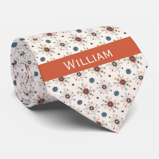Boho patroon van bloemen stropdas (Opgerold)