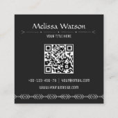 Boho patroon zwart met logo vrouwelijk vierkante visitekaartje (Achterkant)