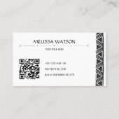 Boho patroon zwart & wit vrouwelijk met logo visitekaartje (Achterkant)