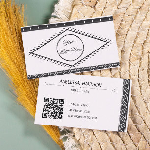 Boho patroon zwart & wit vrouwelijk met logo visitekaartje