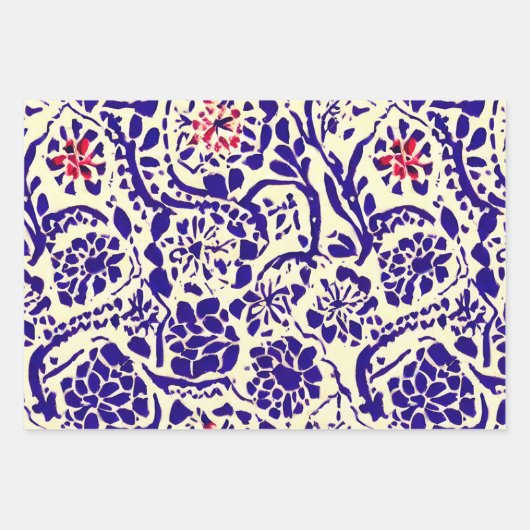 Boho Pattern Blue en Red Planner Inpakpapier Vel (Voorkant 3)