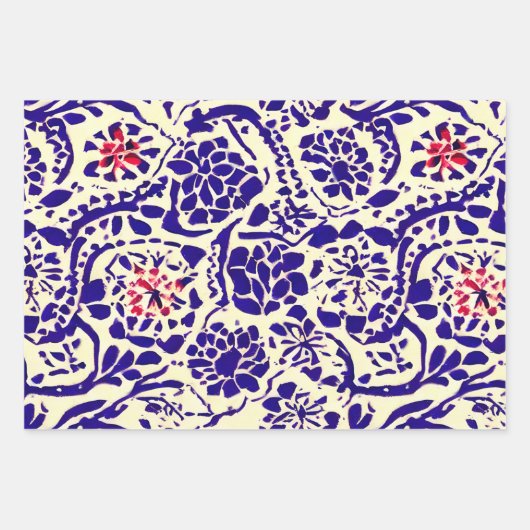 Boho Pattern Blue en Red Planner Inpakpapier Vel (Voorkant 2)