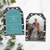 Boho Pattern Foto Arch Green Wedding Reception Kaart