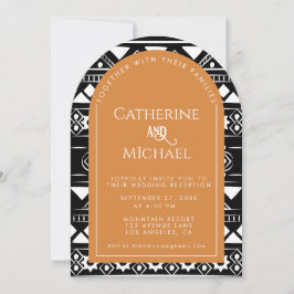 Boho Pattern Foto Arch Oranje Wedding Reception Kaart
