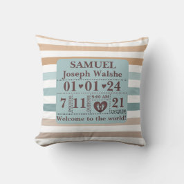 Boho Pattern Gepersonaliseerde Geboortestatistieke Kussen