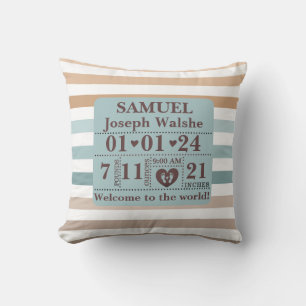 Boho Pattern Gepersonaliseerde Geboortestatistieke Kussen