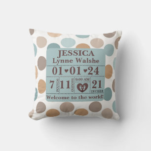 Boho Pattern Gepersonaliseerde Geboortestatistieke Kussen