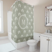 Boho Pattern Sage Green Monogrammed Shower Curtain Douchegordijn (In situ)