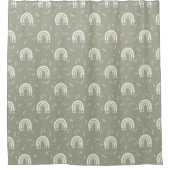 Boho Pattern Sage Green Shower Curtain Douchegordijn (Voorkant)