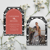 Boho Pattern Wedding Arch Coral Rehearsal Dinner Kaart