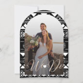 Boho Pattern Wedding Arch Coral Vrijgezellenfeest Kaart (Achterkant)