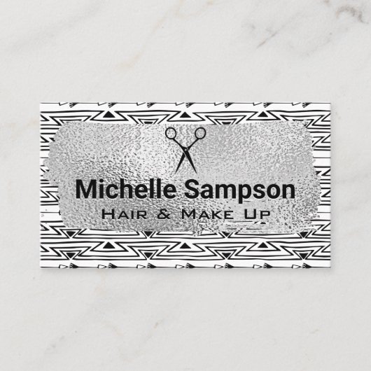 Boho Pattern | Zilverolie geborsteld Afsprakenkaartje (Voorkant)