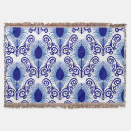 Boho Pauwveer Juweeltoon-Blauw Deken