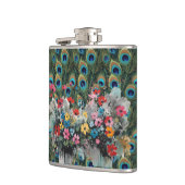 Boho Pauwveren En Wilde Bloemen Heupfles (Links)