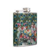 Boho Pauwveren En Wilde Bloemen Heupfles (Rechts)