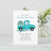 Boho Pauwveren Vintage Vrachtwagen Baby Shower Kaart (Staand voorkant)