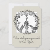 Boho Peace Sign Elegant Girly Cute  Floral Feestdagenkaart (Voorkant)