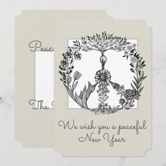 Boho Peace Sign Elegant Girly Cute  Floral Feestdagenkaart (Voorkant / Achterkant)