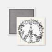 Boho Peace Sign Elegant Girly Cute  Floral Magneet (Voorkant / Achterkant)