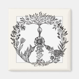 Boho Peace Sign Elegant Girly Cute  Floral Magneet