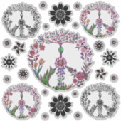 Boho Peace Sign Elegant Girly Cute  Floral Sticker (Voorkant)