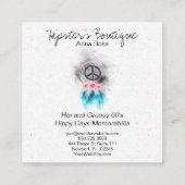 *~* Boho Peace Sign Flowers Feathers Grunge Tribal Vierkante Visitekaartje (Achterkant)