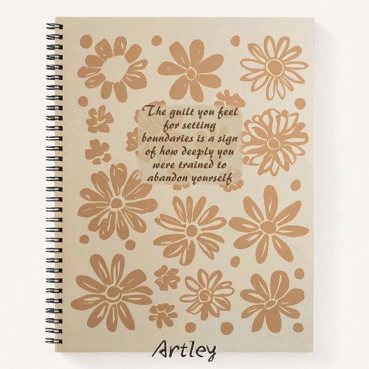 Boho Peach Bloemenstempel Custom Quote Journal Notitieboek