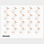 Boho Peach & Blush Bloemachtige Trouwstickers Ronde Sticker (Vel)