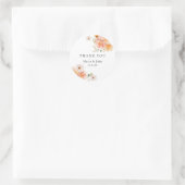 Boho Peach & Blush Bloemachtige Trouwstickers Ronde Sticker (Tas)