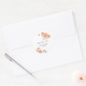 Boho Peach & Blush Bloemachtige Trouwstickers Ronde Sticker (Envelop)