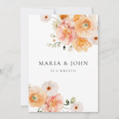 Boho Peach & Blush Floral Wedding Save the Date Kaart (Voorkant)