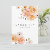 Boho Peach & Blush Floral Wedding Save the Date Kaart (Staand voorkant)