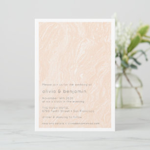 Boho Peach Blush Marble Modern Wedding Kaart