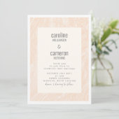 Boho Peach Blush Marble Modern Wedding Kaart (Staand voorkant)