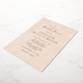 Boho Peach Blush Marble Vrijgezellenfeest Roos Gol Folie Uitnodiging (Gedraaid)