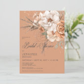 Boho Peach & Cream Bloemenroest Vrijgezellenfeest Kaart (Staand voorkant)