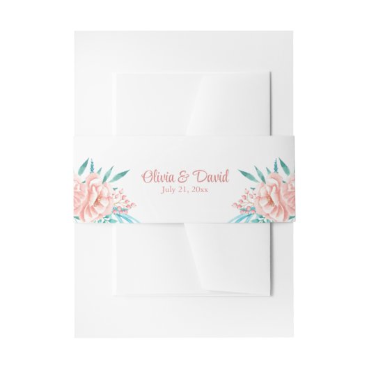 Boho Peach en Tosca Bloemenbruiloft Uitnodigingen Wikkel (Voorkant Voorbeeld)