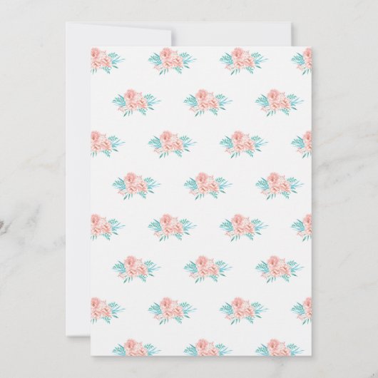 Boho Peach en Tosca Floral bruiloft uitnodiging (Achterkant)