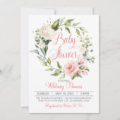 Boho Peach Floral Baby shower Invitation Kaart (Voorkant)