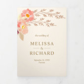 Boho peach Floral in één ivoren bruiloft Drieluik Uitnodiging (Cover)