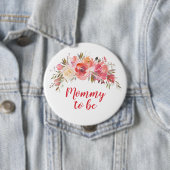 Boho Peach Floral Mommy om 4" Ronde Button 4,0 Cm (In situ)
