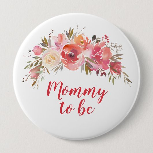 Boho Peach Floral Mommy om 4" Ronde Button 4,0 Cm (Voorkant)