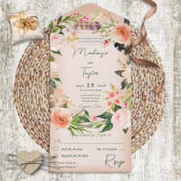 Boho Peach Floral Wreath & Feathers Dinner