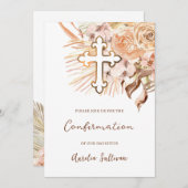 Boho Peach Flowers bevestiging Kaart (Voorkant / Achterkant)