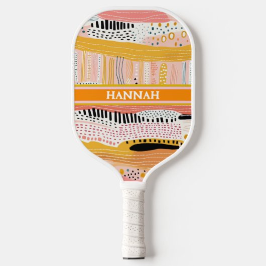 Boho Peach Gold Gepersonaliseerde Pickleball Paddl Paddle (Voorkant)