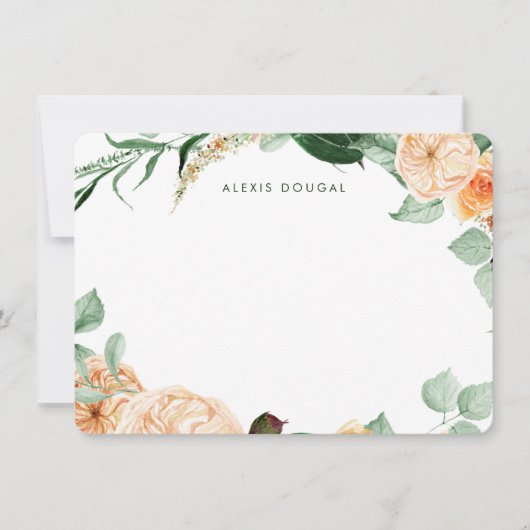 Boho Peach Greenery Women Persoonlijke verhalen Notitiekaartje (Voorkant)