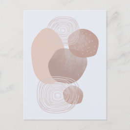 Boho Peach Pink Organic Shapes Art Post Kaart