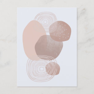 Boho Peach Pink Organic Shapes Art Post Kaart